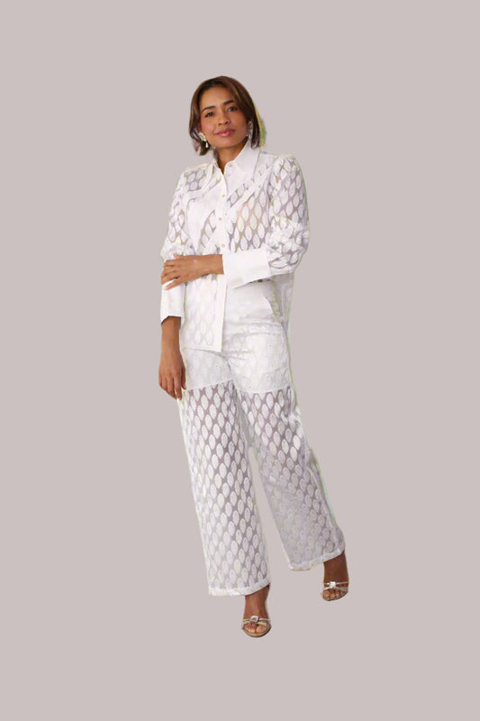 Eyelet Wide-Leg Pants - 82339