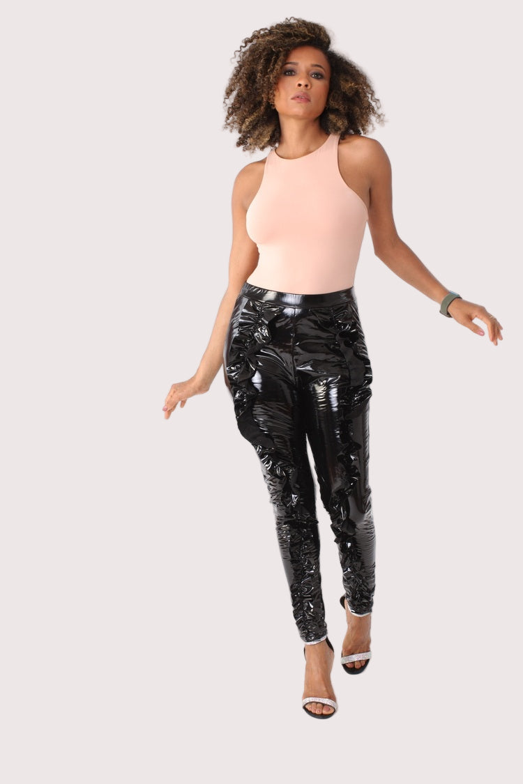 Ruffle Detailed Leather Pants - 81859