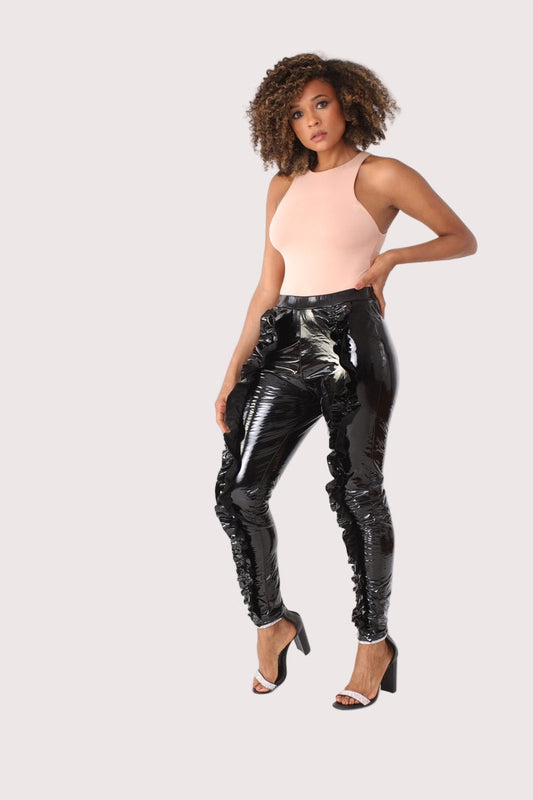 Ruffle Detailed Leather Pants - 81859