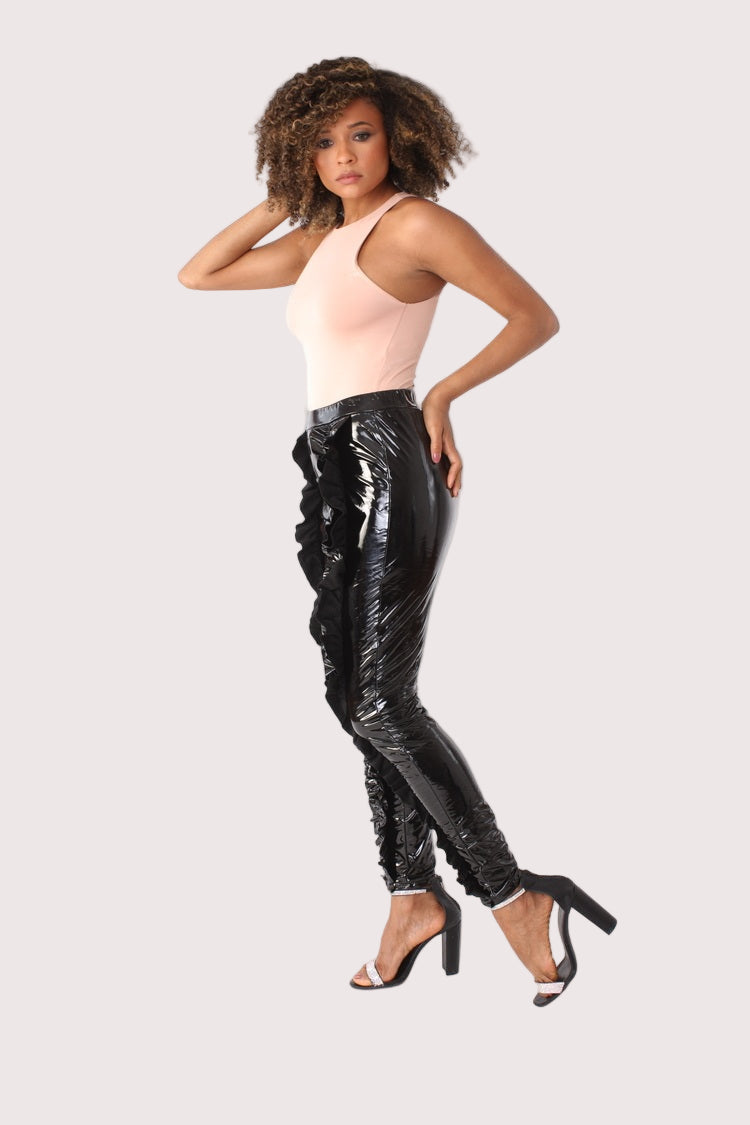 Ruffle Detailed Leather Pants - 81859