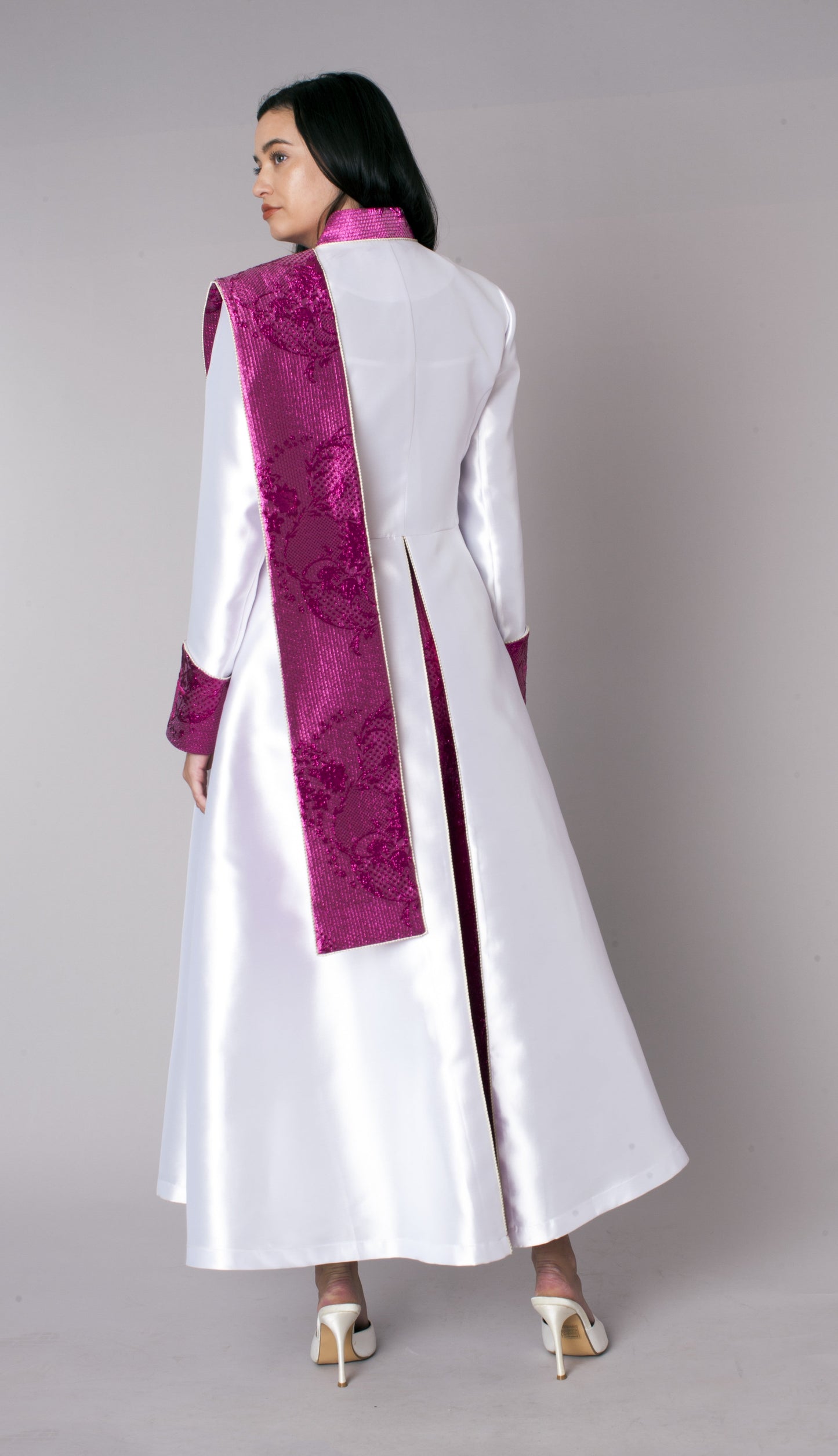 Plus Size Jacquard Panel Clergy Robe - 41099W