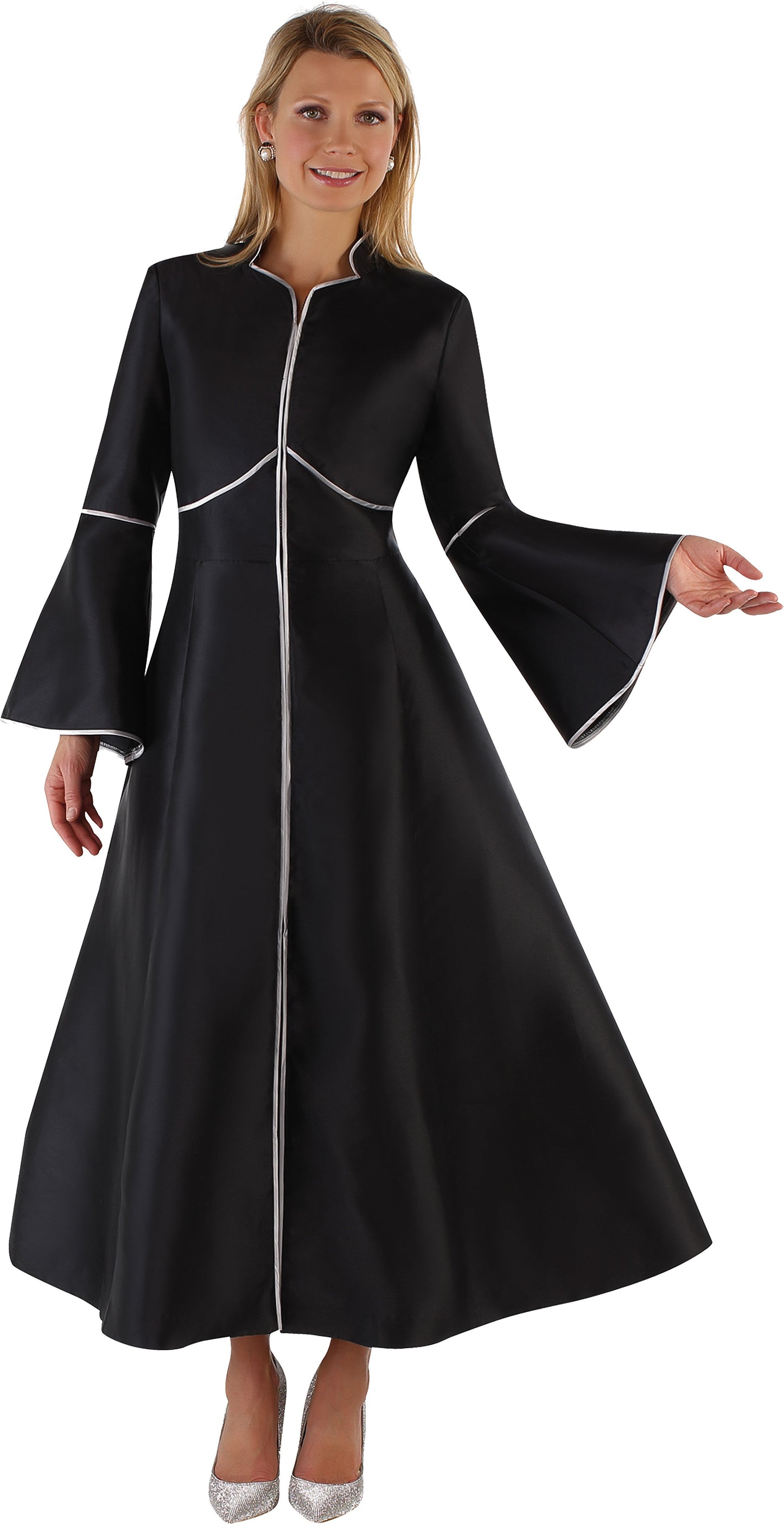 Elegant Plus Size One-Piece Cassock Robe with Rhinestone Trim