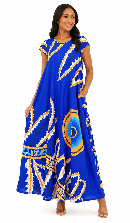 Abstract Print Maxi Dress - T8144