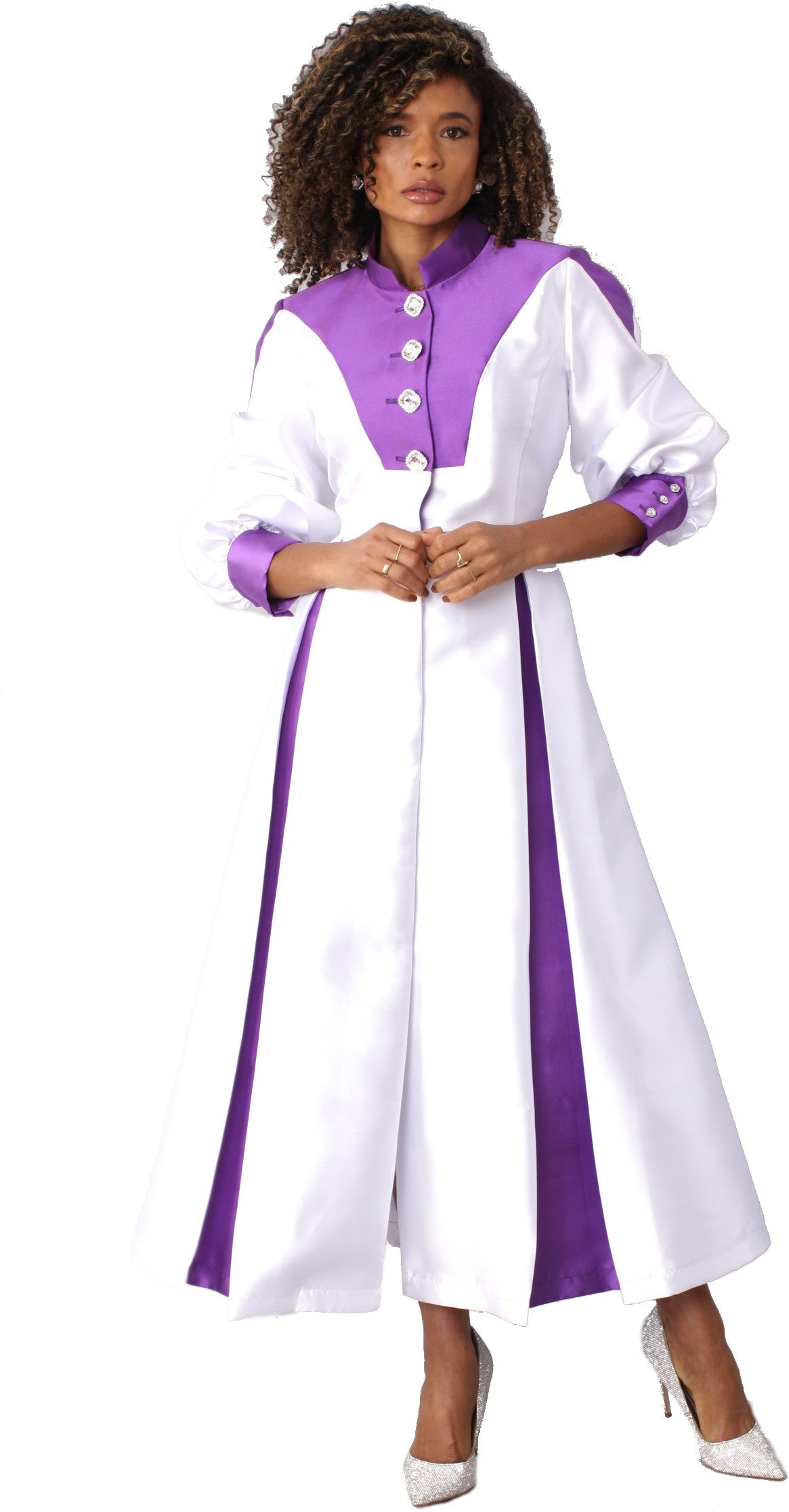 Plus Size Two-Toned Woven Cassock Robe
