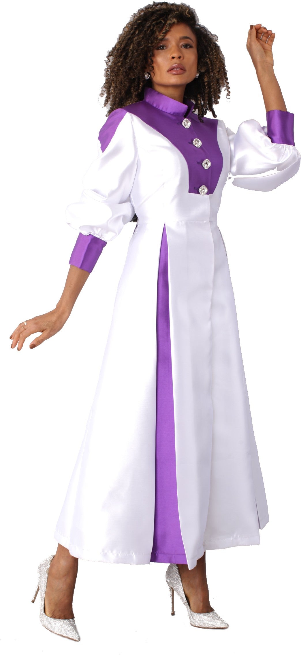 Plus Size Two-Toned Woven Cassock Robe