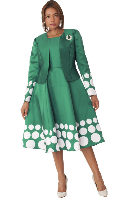 Plus Size Polka Dot Flare Dress Set with Jacket - 4817W