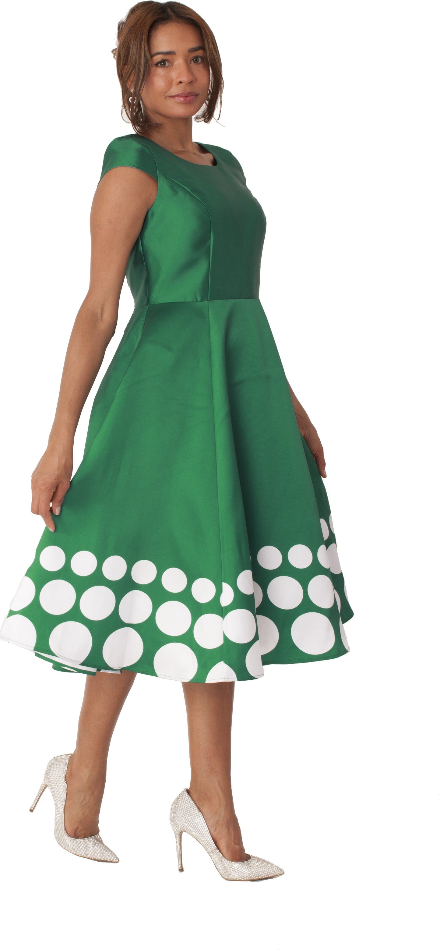 Plus Size Polka Dot Flare Dress Set with Jacket - 4817W