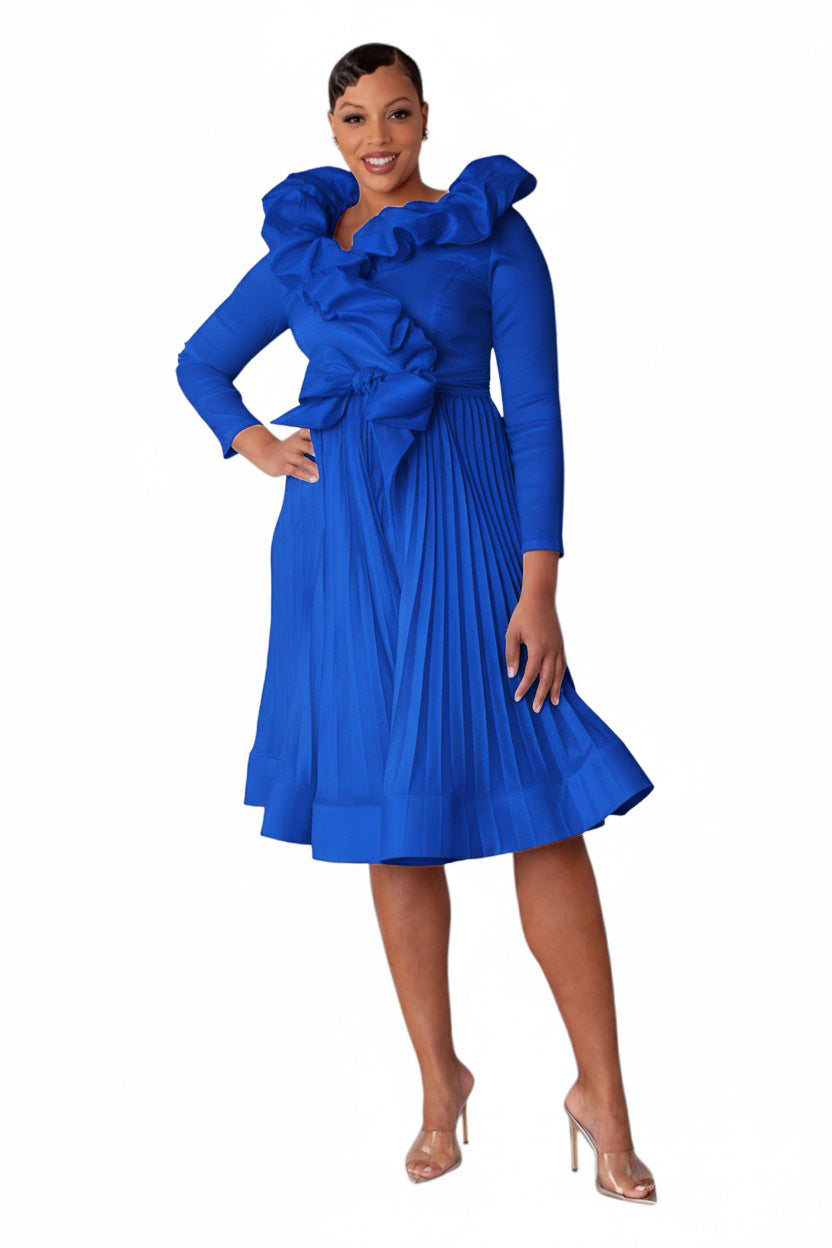 Ruffled Pleated Dress - 9770
