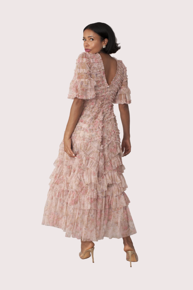 Success Tiered Ruffle Dress Floral Midi Dress - 82636
